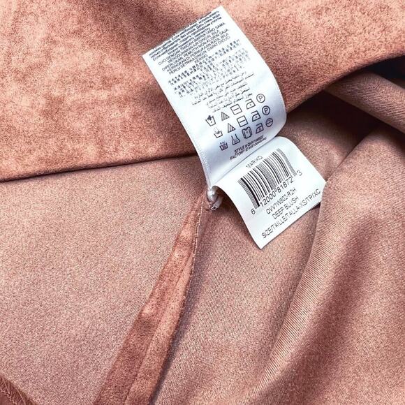 Nude Blush Pink Faux Suede Boxy Semi Cropped Short Sleeve Top, XS (MSRP $158) - Picture 5 of 7